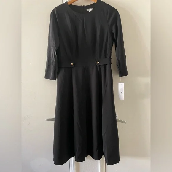 London Times women’s Side Tab Fit & Flare Dress - Picture 2 of 4